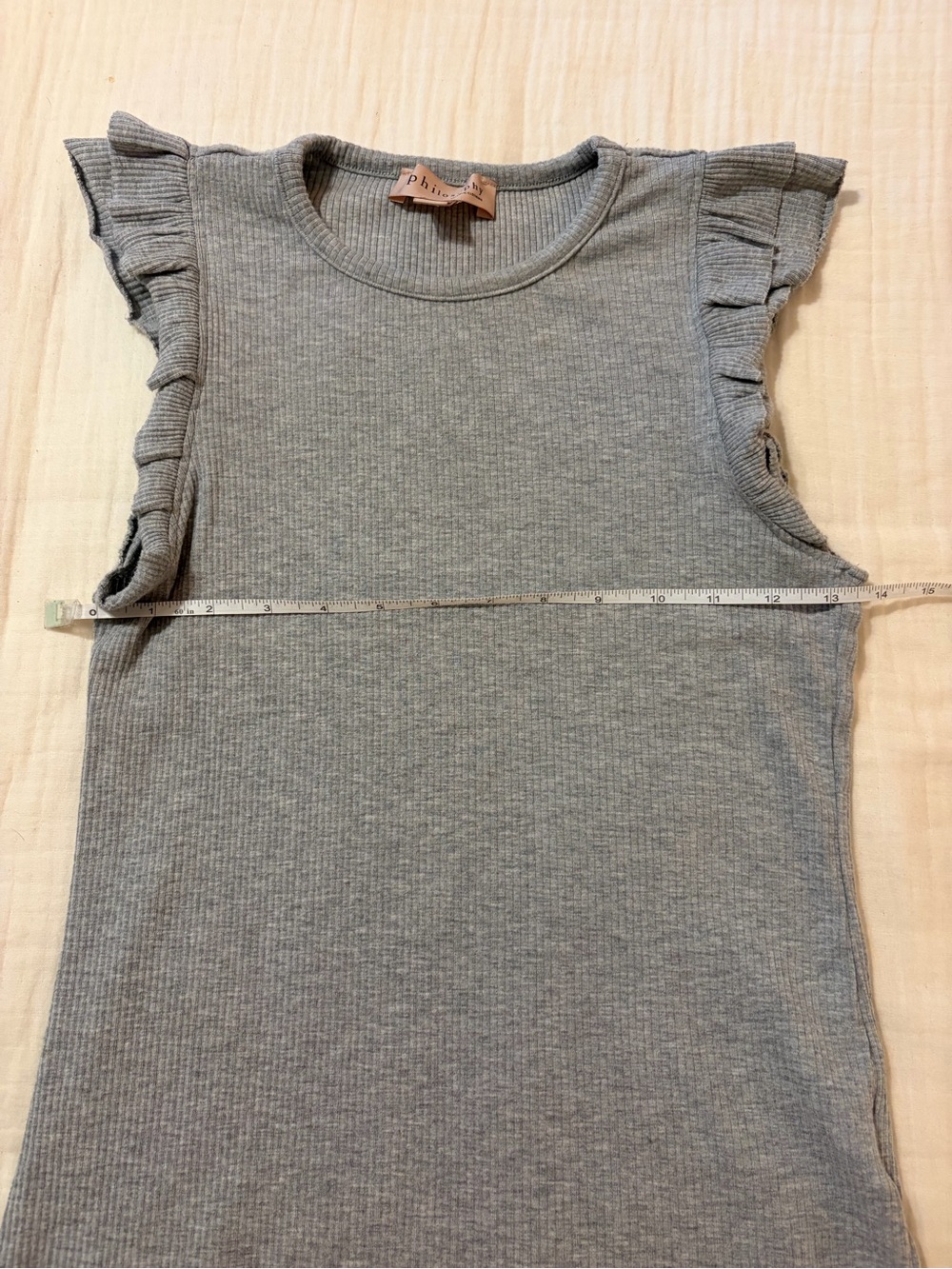 Philosophy Heather Gray Ribbed Ruffle Tank - Picture 6 of 8